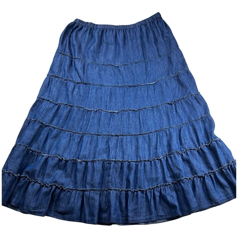 Metro Wear Vintage Denim Prairie Skirt – Size M – 100% Cotton – Cottagecore Maxi